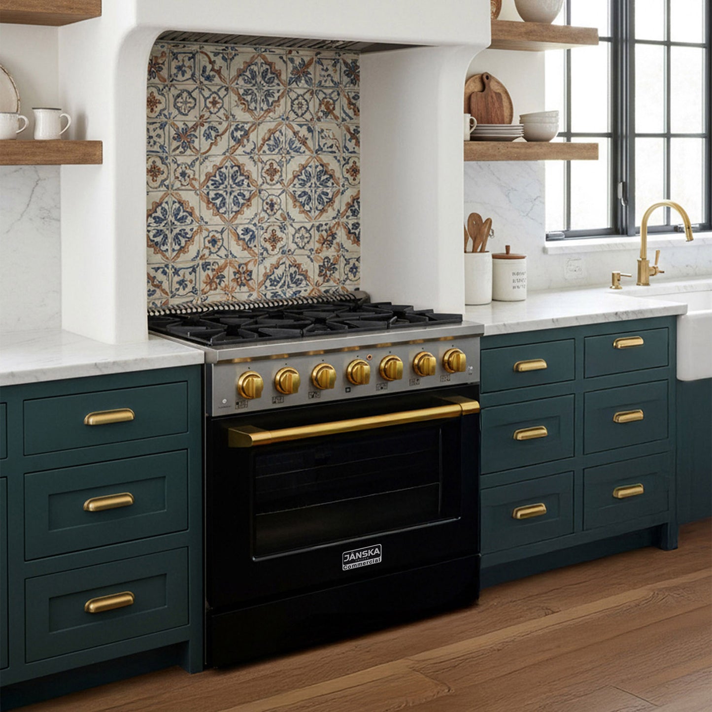 JANSKA 36 Inch Professional 6-Burner Dual Fuel Range