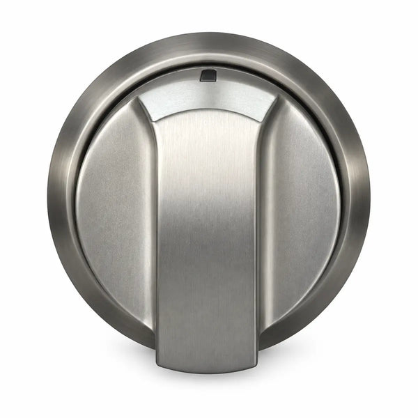 Janska silver knob on a white background.