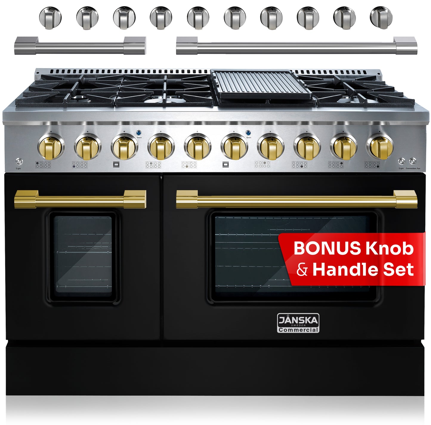JANSKA 48 Inch Professional 8-Burner Dual Fuel Range