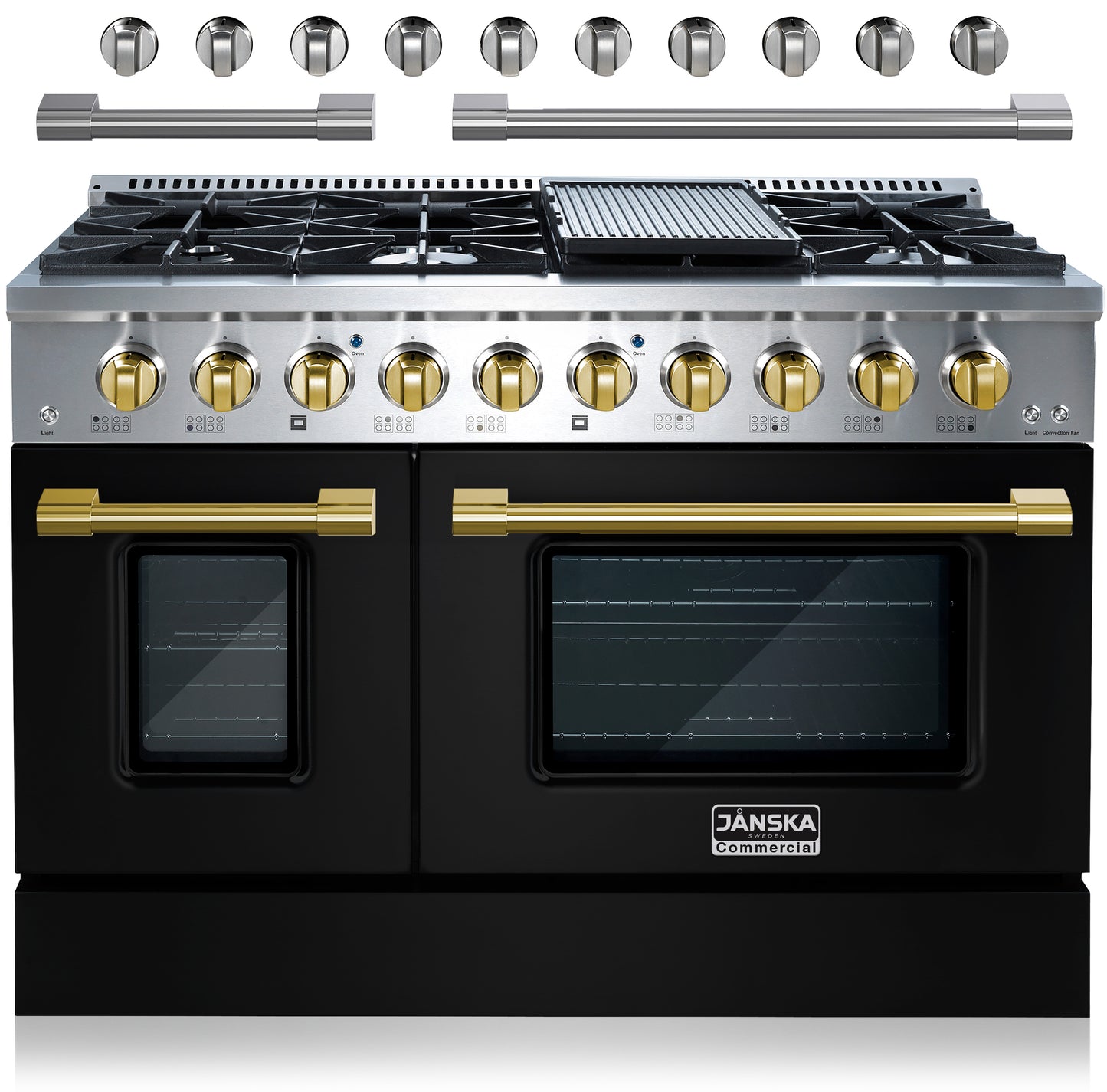 JANSKA 48 Inch Professional 8-Burner Dual Fuel Range