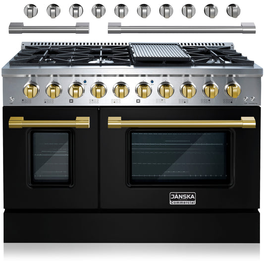 JANSKA 48 Inch Professional 8-Burner Dual Fuel Range