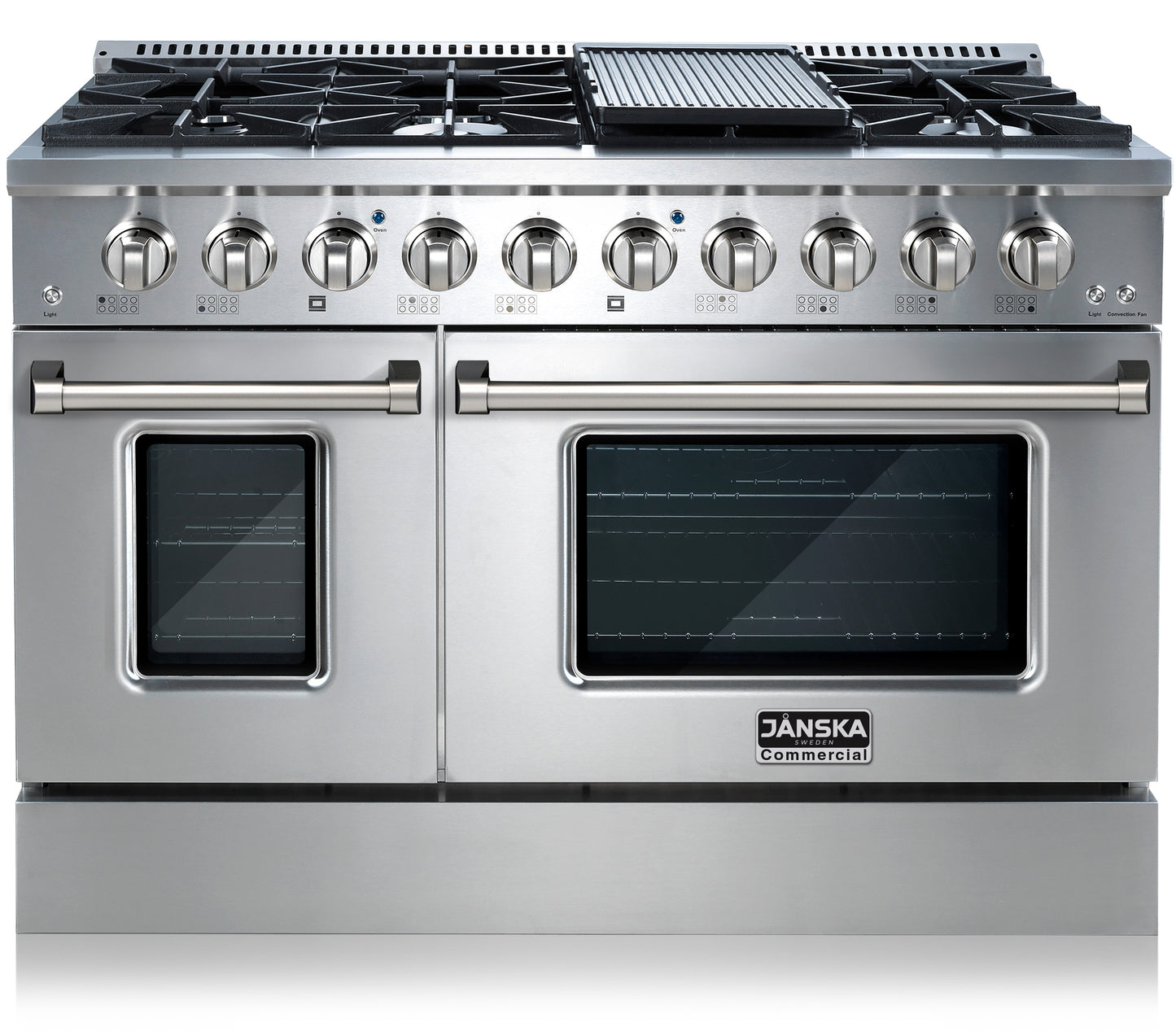 JANSKA 48 Inch Professional 8-Burner Dual Fuel Range
