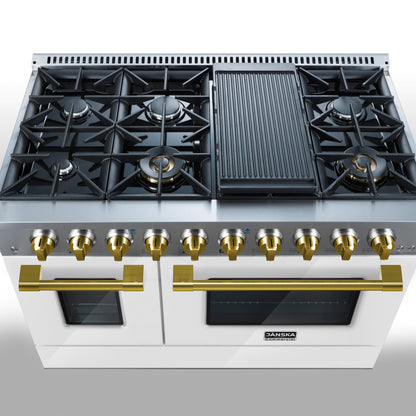JANSKA 48 Inch Professional 8-Burner Dual Fuel Range