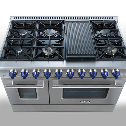 JANSKA 48 Inch Professional 8-Burner Dual Fuel Range