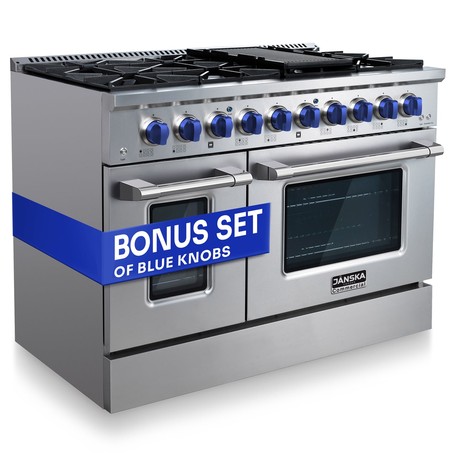 JANSKA 48 Inch Professional 8-Burner Dual Fuel Range