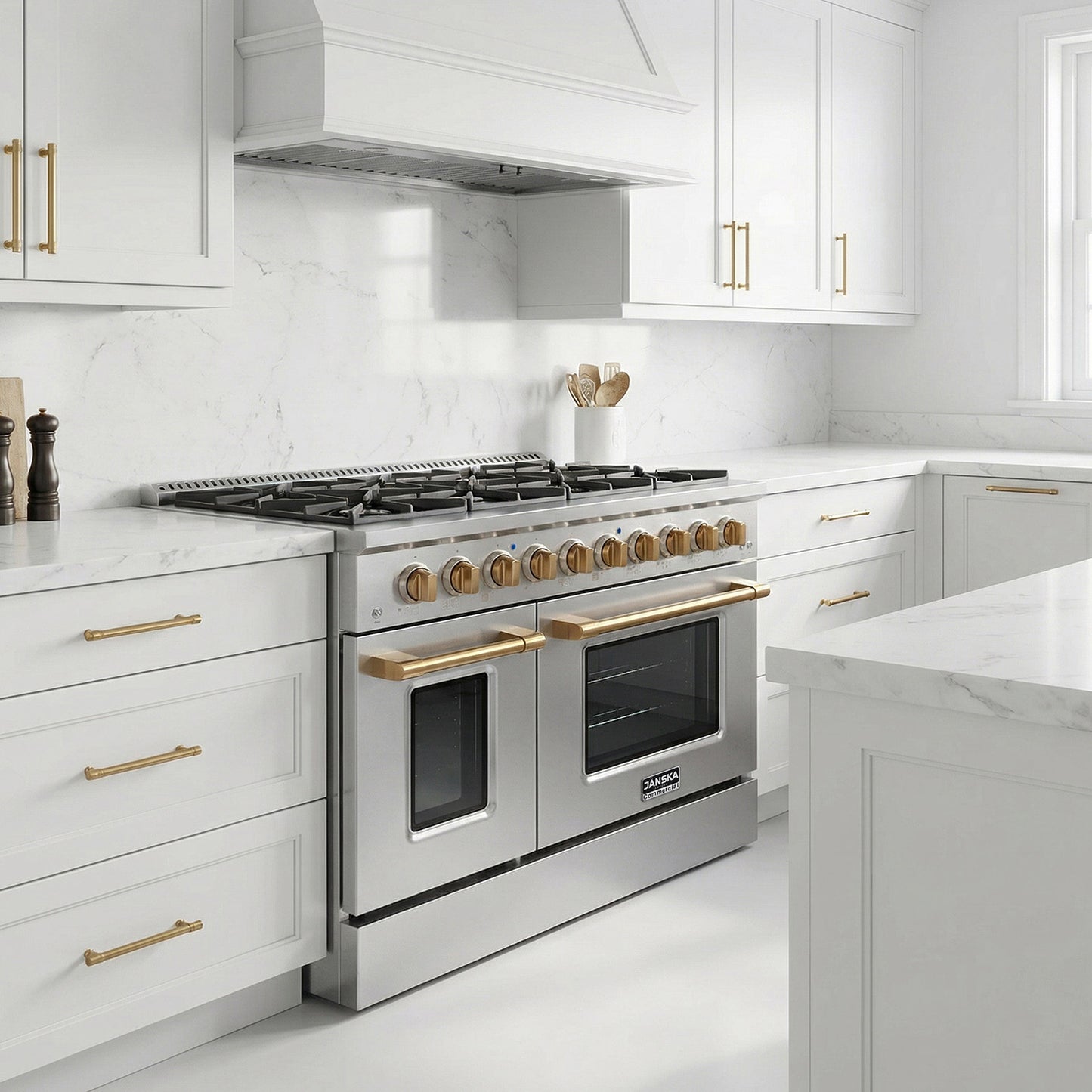 JANSKA 48 Inch Professional 8-Burner Dual Fuel Range