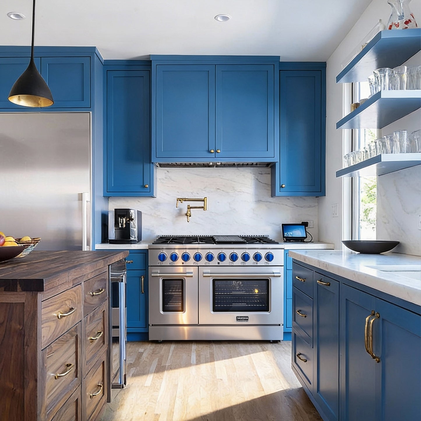 JANSKA 48 Inch Professional 8-Burner Dual Fuel Range