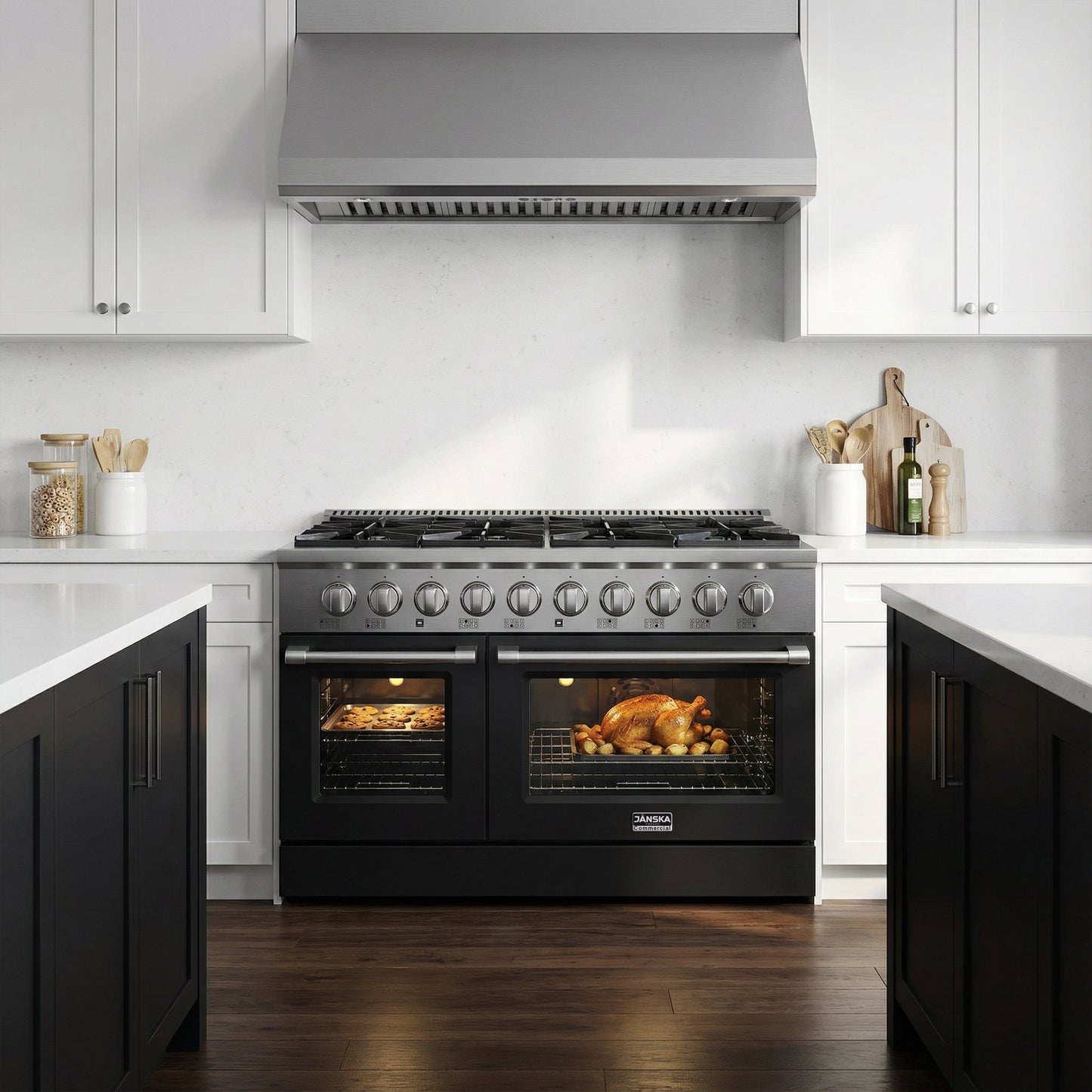 JANSKA 48 Inch Professional 8-Burner Dual Fuel Range