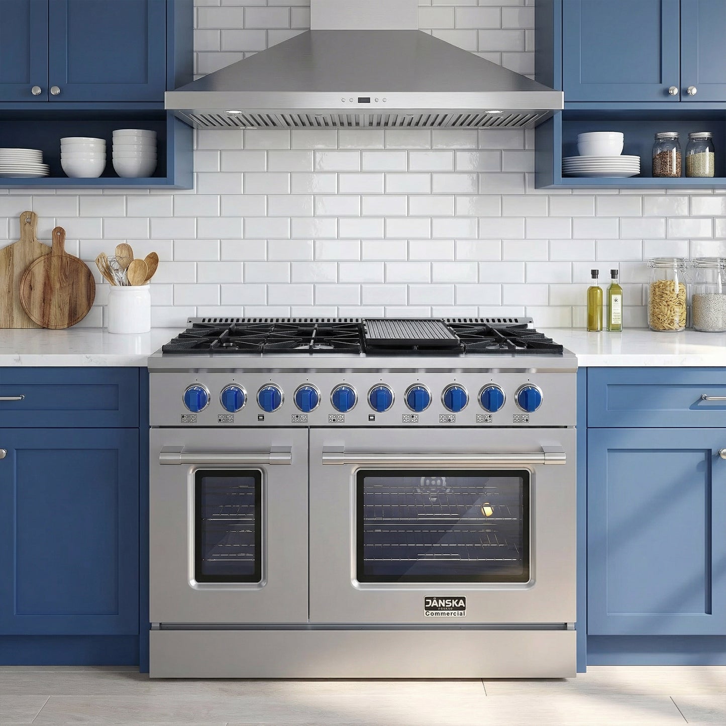 JANSKA 48 Inch Professional 8-Burner Dual Fuel Range