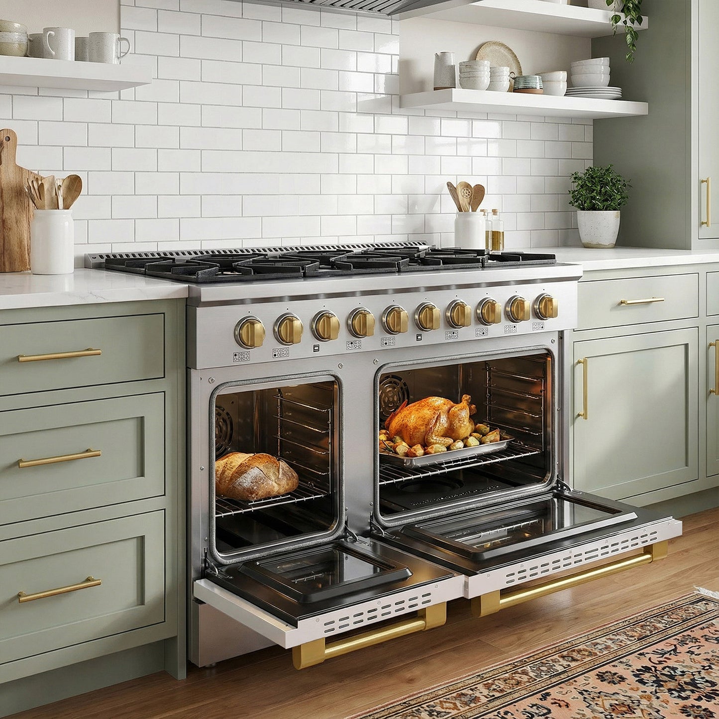 JANSKA 48 Inch Professional 8-Burner Dual Fuel Range