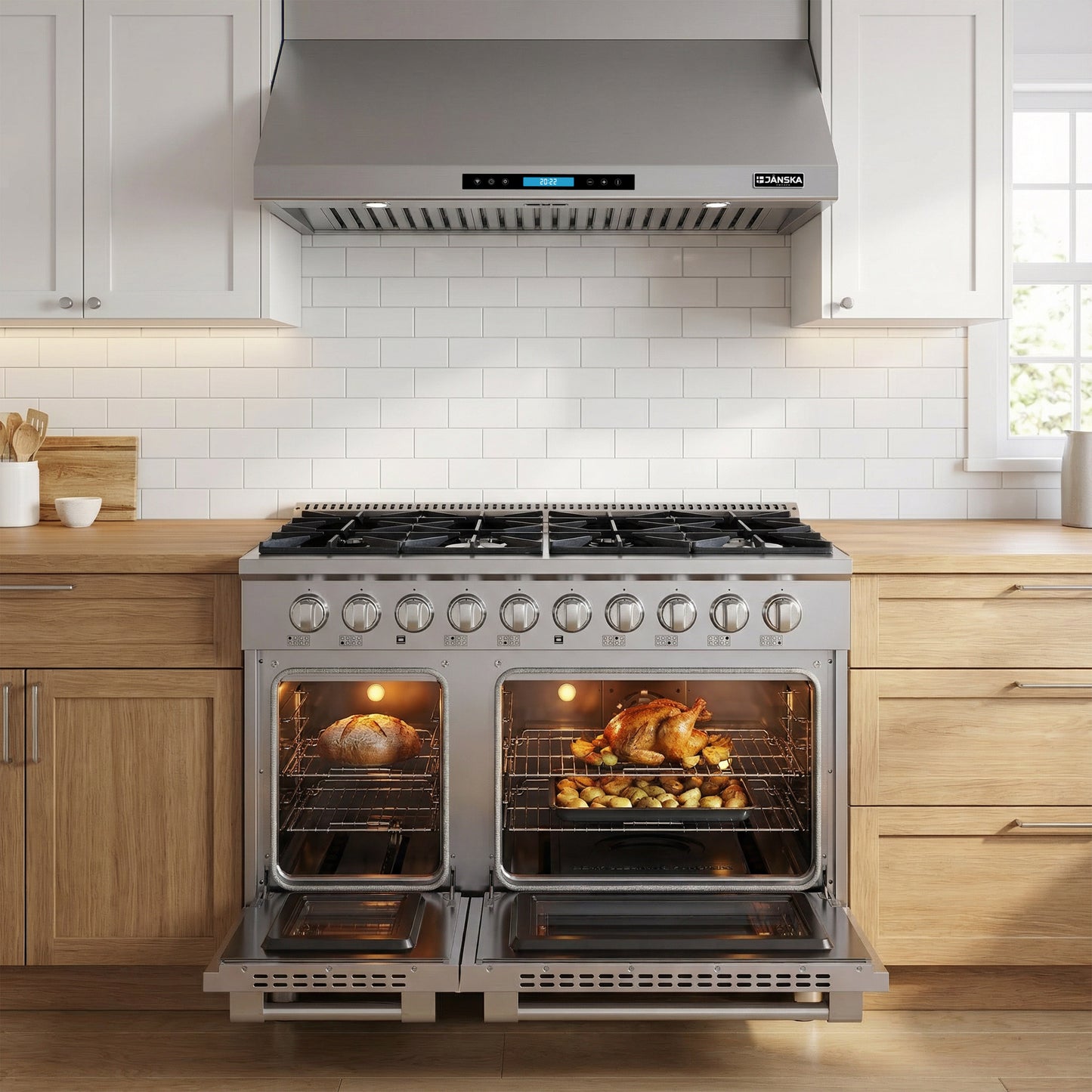 JANSKA 48 Inch Professional 8-Burner Dual Fuel Range