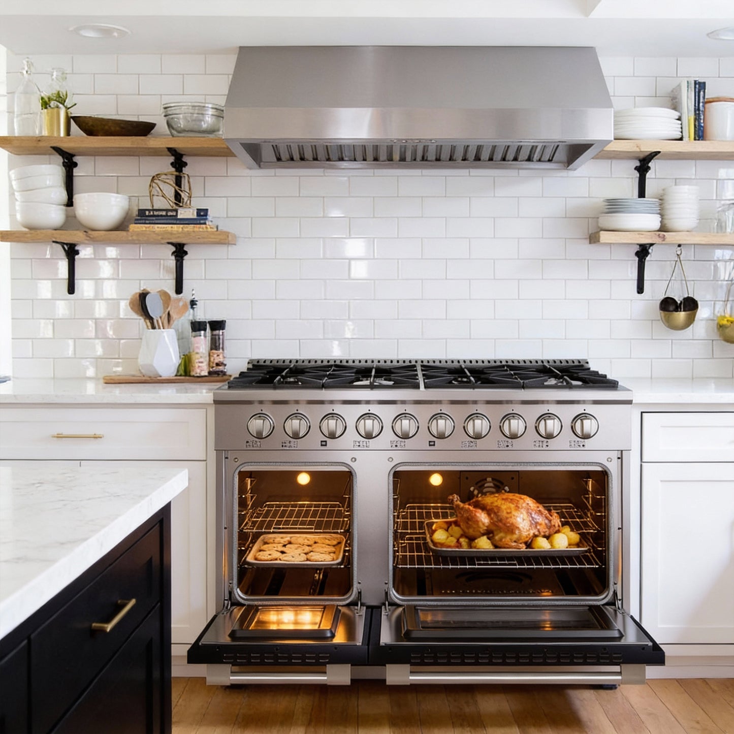 JANSKA 48 Inch Professional 8-Burner Dual Fuel Range