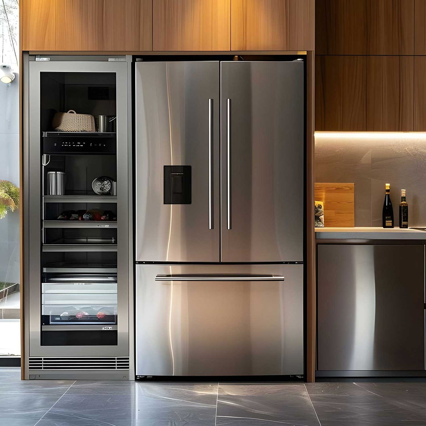 French Door Refrigerator Freezer with Water Dispenser – Stainless Steel