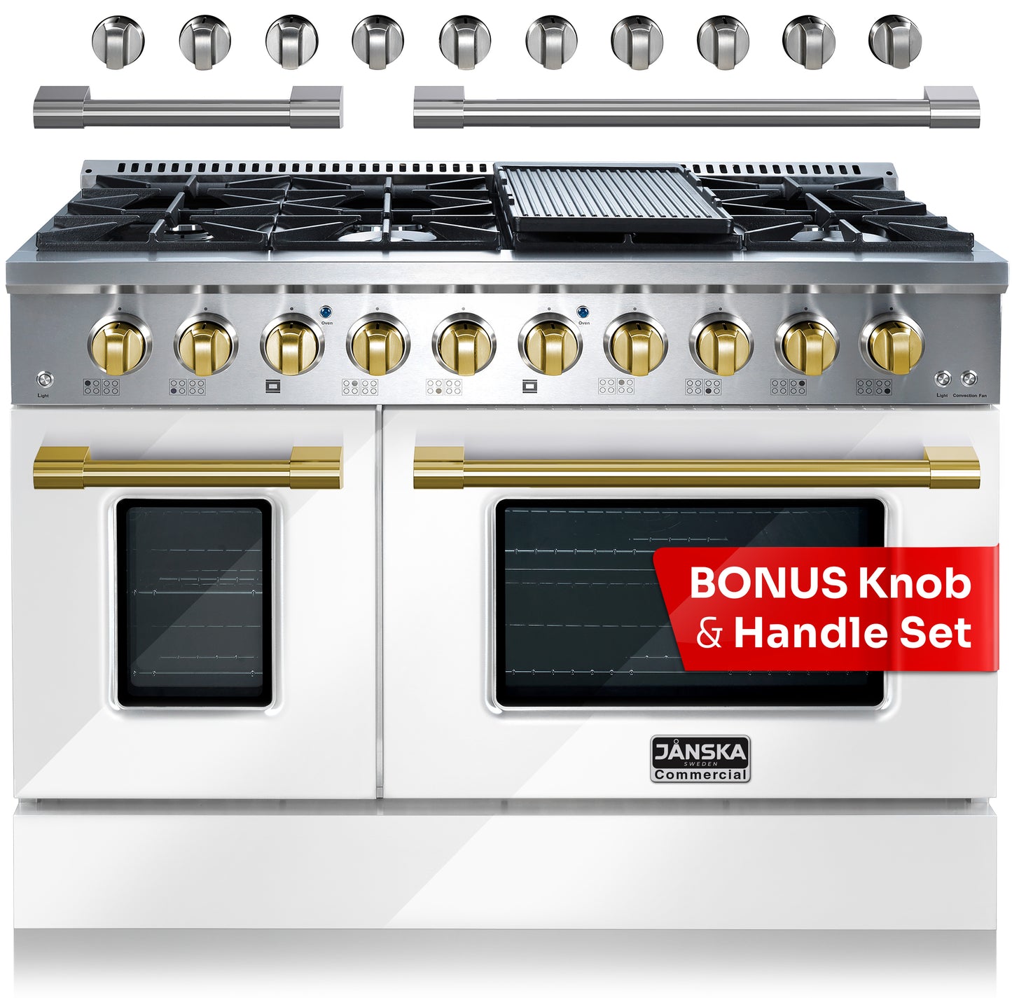 JANSKA 48 Inch Professional 8-Burner Dual Fuel Range