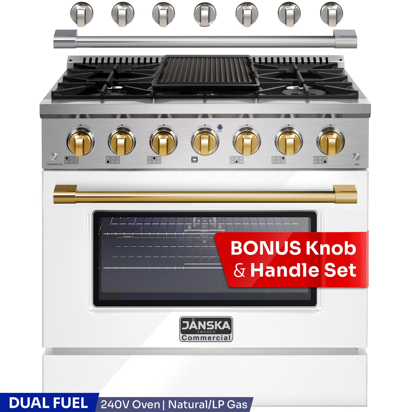 JANSKA 36 Inch Professional 6-Burner Dual Fuel Range