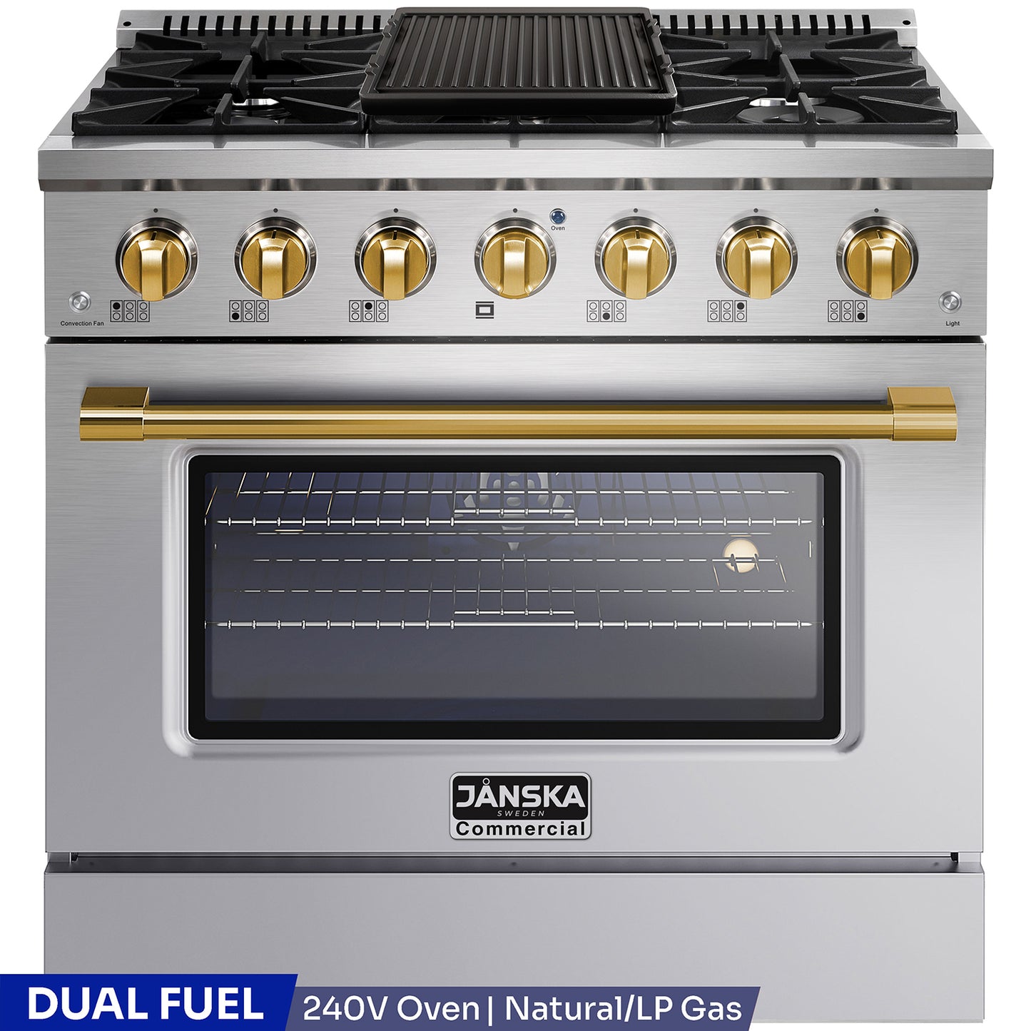 JANSKA 36 Inch Professional 6-Burner Dual Fuel Range