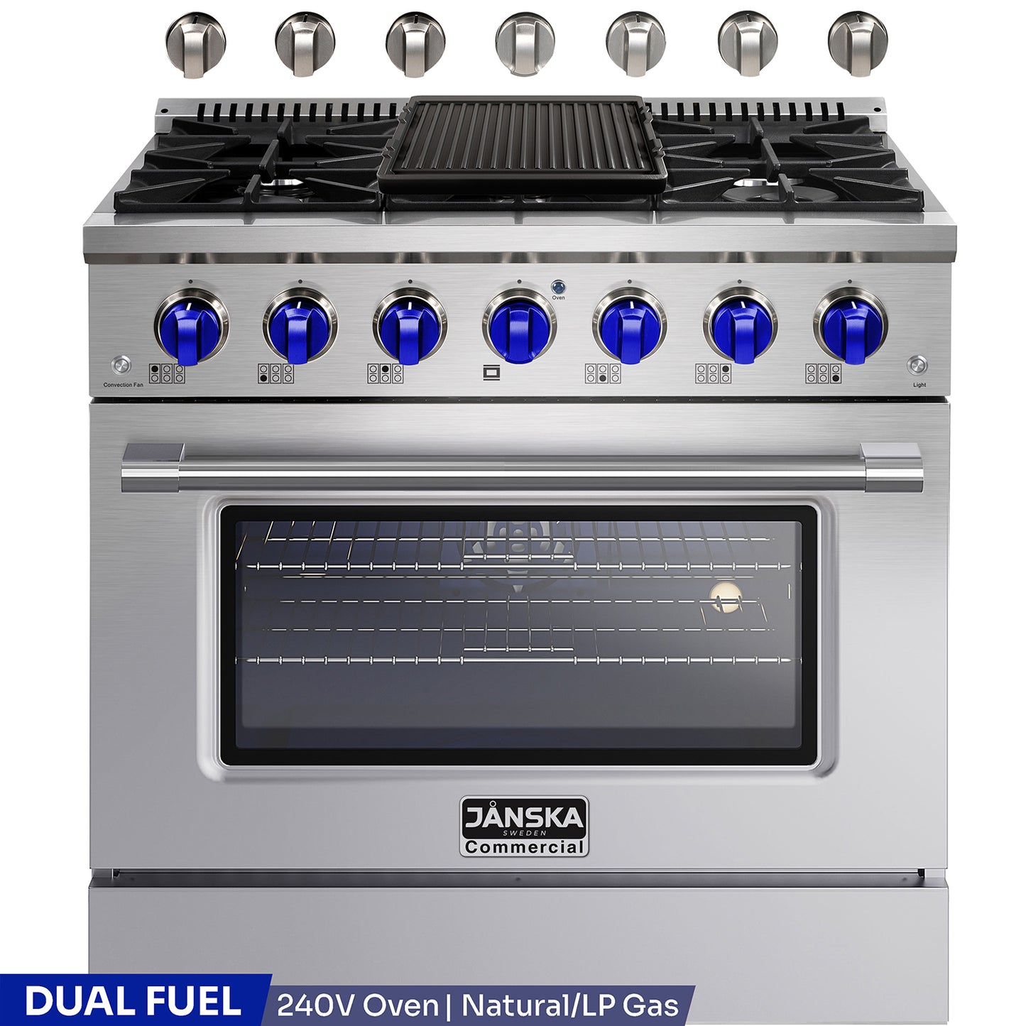 JANSKA 36 Inch Professional 6-Burner Dual Fuel Range