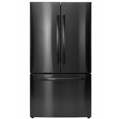 Janska Lumia French Door Black refrigerator on a white background